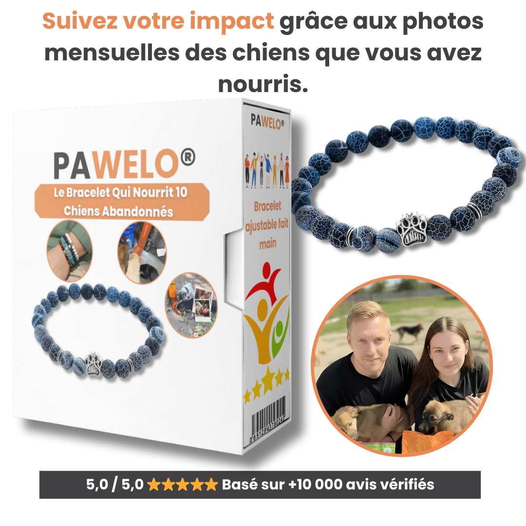 PAWELO™ – Le bracelet qui nourrit 10 chiens abandonnés à chaque achat – Montrez votre impact en 30 secondes par jour